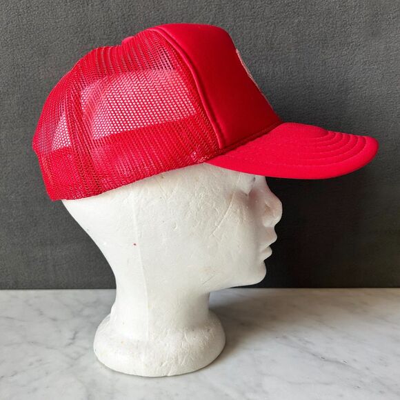 Vintage All You Need Is Love Cap Snapback Trucker Hat Red & White - One Size - Picture 3 of 9